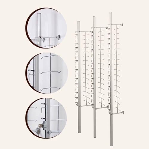 Estante de exhibición de gafas, organizador de aluminio montado en la pared con cerradura para almacenamiento doméstico y comercial, diseño duradero y elegante