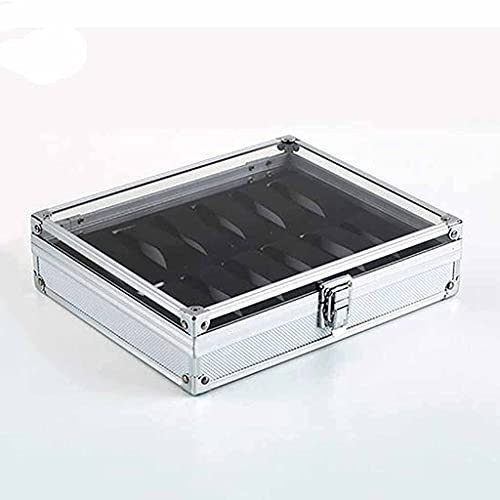 JHGF Caja de Metal 6/12 Ranuras de Rejilla Reloj de Pulsera Estuche de exhibición Soporte de Almacenamiento Organizador Estuche de Reloj Dispay Caja de Reloj Cover