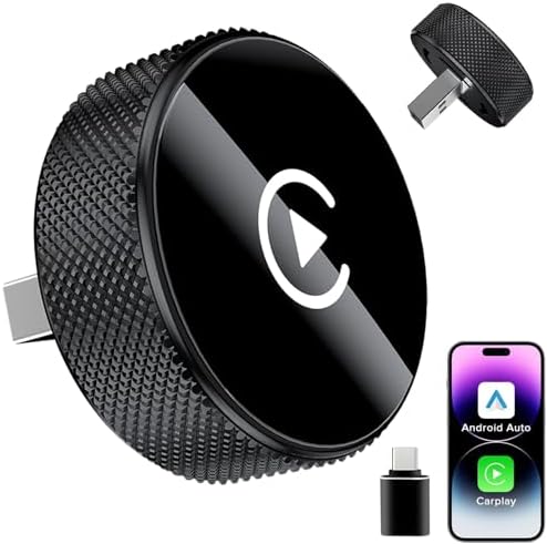 Wireless CarPlay Adapter, 2 in 1 Car Play & Android Auto Wired CarPlay to Wireless, 2025-2026 Upgrade Mini Car Play Adapter Plug and Play Easy Use Fast Stable Connection