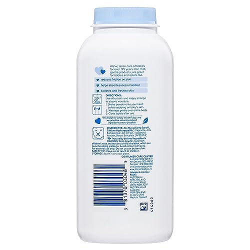 Image of Johnson's Baby Cornstarch Baby Powder, Aloe & Vitamin E for Delicate Skin, Hypoallergenic, No Added Parabens, & Dyes, Silky for Gentle Baby-Skin Care, Baby-Essentials, 9 oz (Pack of 2)
