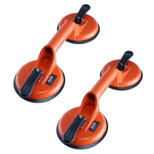 VEVOR Glass Suction Cup, 4.7" 2 Pack 330 lbs Load Capacity, Vacuum Suction Cup with Aluminum Handle, Heavy Duty Industrial Suction Cup Lifter Tool for Glass, Granite, Tile, Metal, Wood Panel Lifting by VEVOR - Used condition - US$19.43