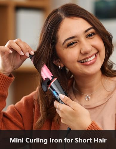 CIVEYA Mini Ferro de Ondulação Tamanho de Viagem com 5 Configurações de Calor Ajustáveis, Ferro de O