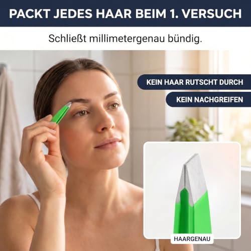 KLINGENHELD® Haargenaue Pinzette - greift jedes Haar beim 1. Versuch ohne durchrutschen - Pinzette Augenbrauen Zupfen handgeschliffen… – Ansicht 2