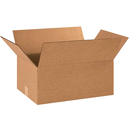 Aviditi 18128 Corrugated Cardboard Box 18  L x 12  W x 8  H, Kraft, for Shipping, Packing and Moving (Pack of 25)