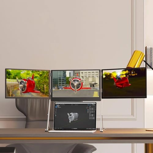 Image of 15.6 inch Laptop Screen Extender Monitor, Portable Tri-Fold Monitor for Laptop, 15.6 Inch FHD 1080P Triple Display with Type-C & HDMI & USB-C, 360 Adjustable for Mac /Windows /Linux