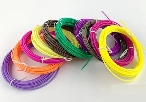 3D Pen Filaments PLA Material Filament (1.75mm Thick) 5 Meter Each (Set of 10)