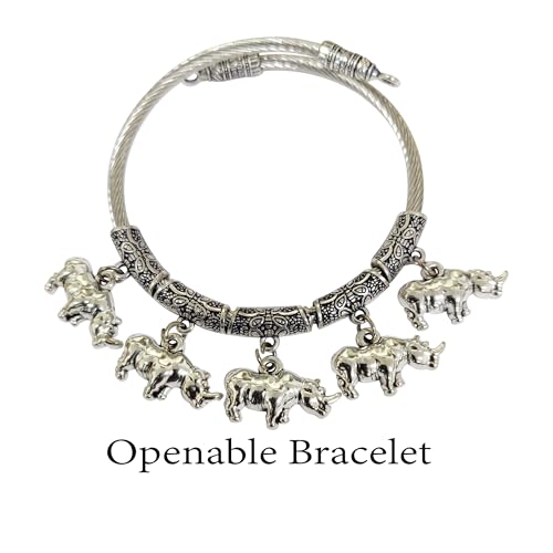 Image of Touchstone New Indian Bollywood Handcrafted Nicely Created Rhinoceros Inspired Rope Pattern Elegant Designer Jewelry Bracelet in Oxidized Silver Tone for Women