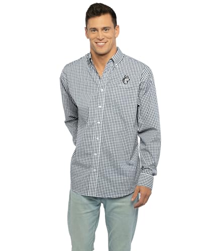 NCAA Easy-Care Gingham Button Down, Northeastern Huskies, 2XL Team Color