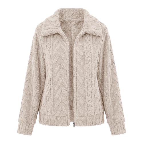 Cethrio Checkered Sherpa Jacket Sherpa Jacket Women Collared Full Zip Fleece Jackets Winter Fuzzy Outwear Fall Outfits 2026 Chaquetas De Mujer Elegantes Plus Size Capsule Wardrobe - image 8