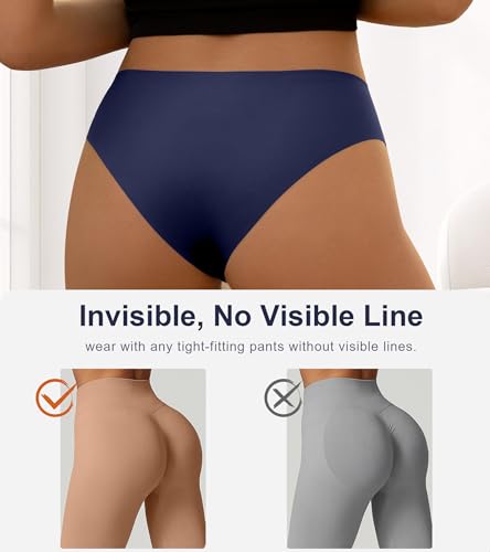 Image of DEANGELMON Seamless Underwear for Women No Show Bikini Panties Comfortable Stretch Invisible Ladies Hipster Briefs