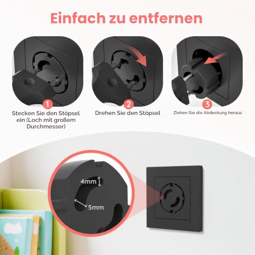 REDTRON 20×Steckdosen Kindersicherung, Steckdosensicherung Baby Kleinkinder, Schutz vor Stromschlägen, Steckdosensicherung Mit leimfreien… – Ansicht 6