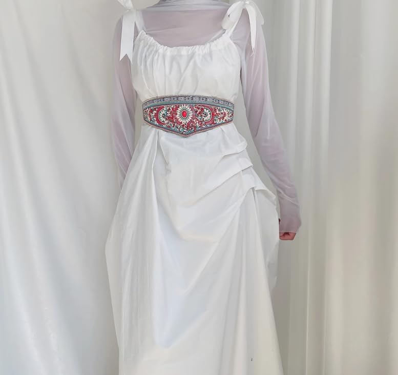 NSLS Elastic Waist Belt Bohemian Adjustable Wide Waist Chain with Turquoise Beads Stone for Women Dancing Dress(A) - Image 5