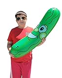 Giant Jumbo 36' Green Inflatable Smiling Pickle Head (3 FEET) Vinyl. Blow Up Face Beach Pool Float Noodle Gag Prank Joke Party Decoration DJ Promo Dance Give Away Cucumber (1 Pack)