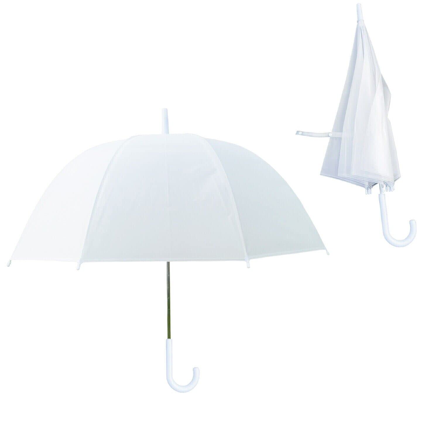 Gadgetking White Umbrella Bubble Rain Brolly Wedding Fashion Bridesmaid Bridal Birdcage Dome Hook Handle Crook Folding Polyester Large Parasol Spike Stick Walking Ladies Mens Unisex