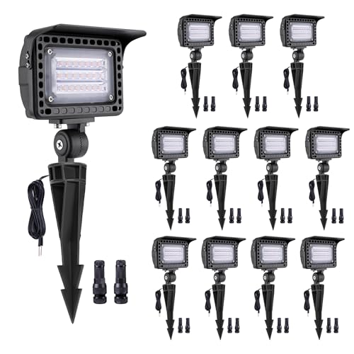 Gardenreet Landscape LED Wall Wash Lights - 12W Outdoor Low Voltage Flood Lights, 12V Hardwired Aluminum Brown, IP65 Waterproof Angle Adjustable for Tree House Yard Garden 12 Pack