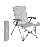 SUNNYFEEL Ergonomic High-Back Camping Chair - 1 Second Folding Chair with 500lbs Capacity, Breathable Back Support for Outdoor, Lawn, Hiking, Fishing (Grey)