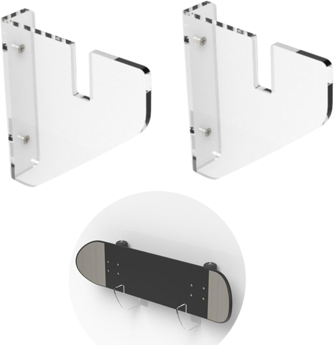 Cabilock Skateboard Transparency and Wall Acrylic Display Stand Mount Wall-mounted 2pcs Bracket High Environmentally Friendly for Living Room Store