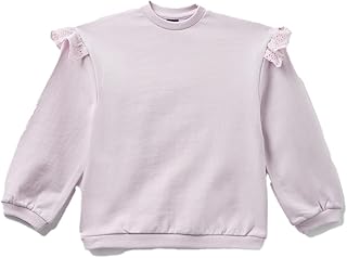 Sudadera para niña en Tono Lila, con Detalles de Volantes de Encaje en los Hombros