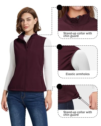 33,000ft Women's Running Vest Fleece Lined Zip Up Windproof Lightweight Softshell Vests Outerwear for Golf Hiking Sports - Thumbnail 4