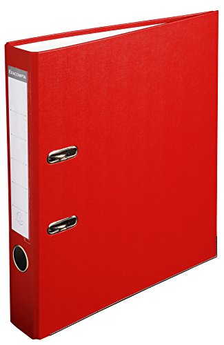 Exacompta 915403B Kunststoff-Ordner 5 cm schmal DIN A4 Kunststoffbezug außen Papierbezug innen Rückenschild austauschbar Ringordner Aktenordner Briefordner Büroordner Plastikordner rot