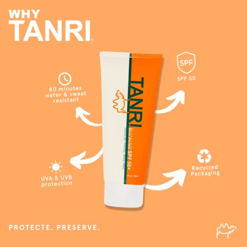Tanri Sunscreen Spf50 +, Face And Body Sunblock Water And Sweat Proof Great For Sport, Reef Friendly (Octinoxate & Oxybenzone Free), Broad Spectrum Uva/Uvb Protection, 3 Fluid Ounce #TOP2