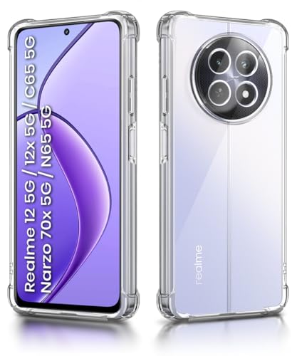 Image of WOW IMAGINE Clear Back Cover for Realme 13 5G | Realme 12 5G | 12X 5G | Narzo 70x 5G | C65 5G | N65 | Shockproof Soft TPU Case | Cushioned Edges for Ultimate Protection Back Cover Case - Transparent