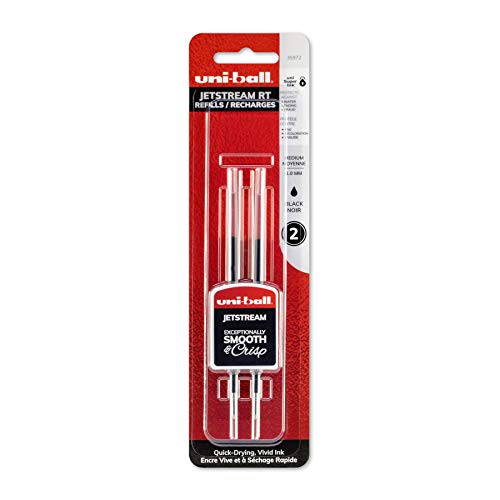 uni-ball Jetstream RT Ballpoint Pen Refills, Bold Point (1.0mm), Black, 2 Count (35972)