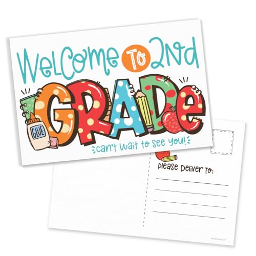 m&h invites 2nd Grade Back To School Postcards For Students From Teacher - Cute Second Grade Classroom Supplies - Welcome To 2nd Grade