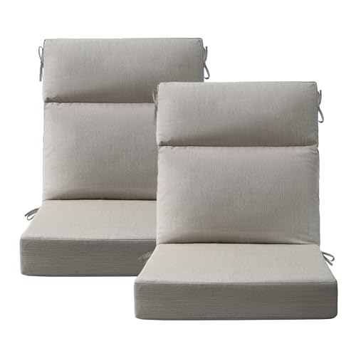Supdurplus Sunbrella Outdoor High Back Chair Cushion, 2 Pack 44x21 inches Patio Chair Cushions Water Repellent Rocking Cushions Indoor Furniture Seat Pad, Specrtum Pebble