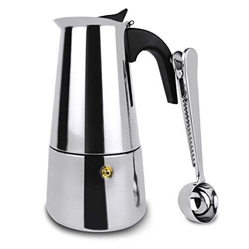 [KIT COMPLET] Cafetière Italienne 6 Tasses en Inox pour Café Moulu + 1 Cuillère doseuse OFFERTE par FrenchCoffee...