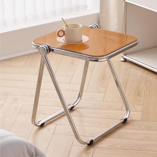 Mesa auxiliar plegable de acrílico, mesa de centro moderna para sala de estar y oficina, mesa central de aperitivos, no requiere montaje