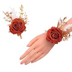 Wrist Corsage and Boutonniere Set-orange