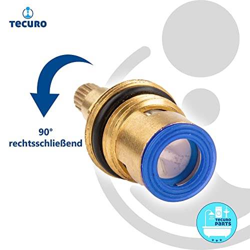 tecuro Universal Ventil-Innenoberteil 1/2 Zoll Keramisch dichtend 90° Drehung blau rechtsschließend Passend für Armaturen im Bad und Küche, 25536