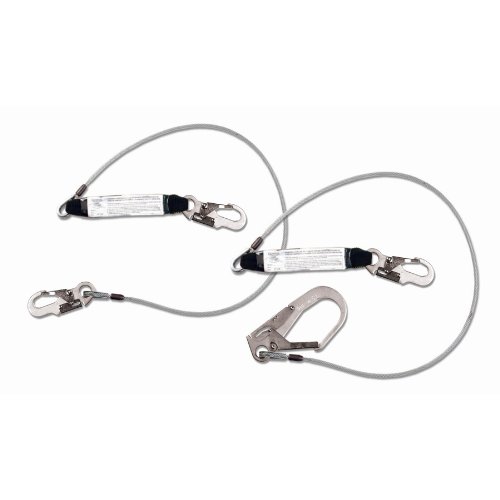 Image of Guardian Fall Protection 01241 6-Foot Double Leg Cable Lanyard with Shock Absorber