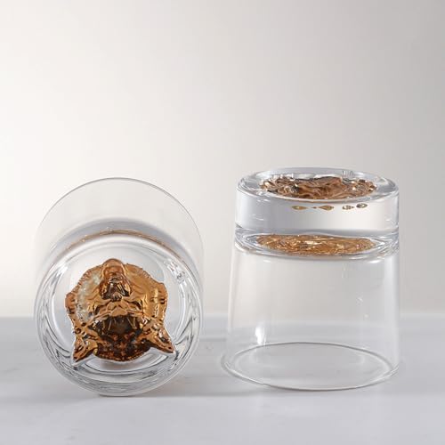 Image of Melbify Gold Wolf Whiskey Glass Gift Set | 1 pcs Set | 300 ml | Ultra-Premium | Gold-Bottomed | Imported | Luxurious | Ideal for Wedding Gifts, Anniversary, VIP and Corporate Gifts