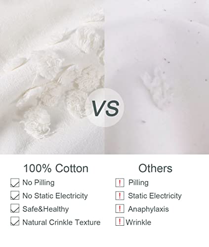 Yinfung Ivory Duvet Cover Boho Cotton King Cream Off White Tufted Textured Diamond Moroccan Clipped Dot Boho Chic Geo 3 Piece Bedding Set Bohemian 104X90 Pretty Cute Elegant thumb #4