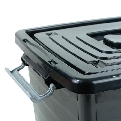 Kit 3 Caixas Organizadoras 56 Litros C/Tampa e Trava Preta 25793PM Arqplast