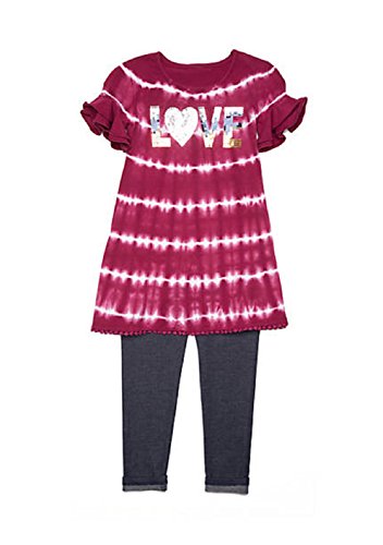 Girl's 4-6X Sequin Love Tie Dye Dress Set 6
