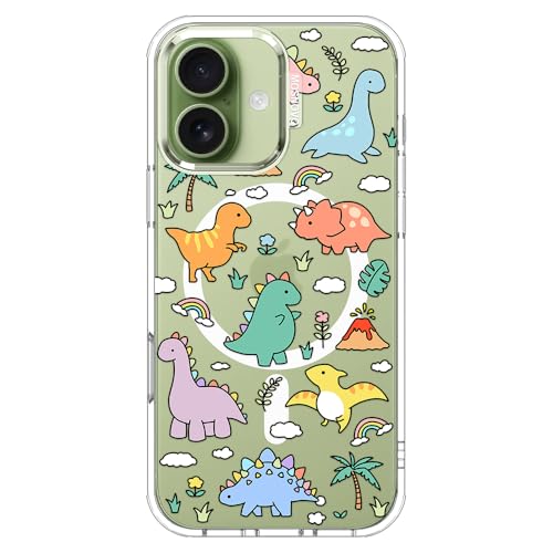 MOSNOVO for iPhone 17 Case | Compatible with Magsafe | Military Grade 6.6ft Drop Tested | Camera Control | Clear with Dinosaur Land Design