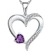 YL Kette Herz Damen Halskette Silber 925 mit Februar Geburtsstein Amethyst Anhänger für Frauen