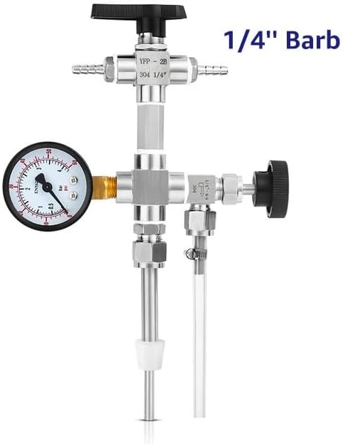 Upgraded Counter Pressure Bottle Filler with 0-60 Pressure Gauge, Homebrew Beer Bottling Device Oxygen-free Contact Transfer Kit(Barb type)