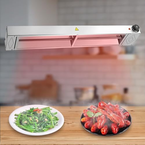 BOVDC Lámpara de Calor de Alimentos, Suspensión Lampara Calor Cocina Acero Inoxidable, Calentador de Alimentos para Buffets y Hoteles Temperatura Ajustable(1 Pieza, 60cm)