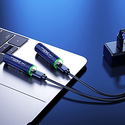 Deleepow Rechargeable Aa Batteries Usb 3400Mwh Aa Lithium Rechargeable Batteries 1500 Cycle With Usb C Cable 4-Pack #TOP6