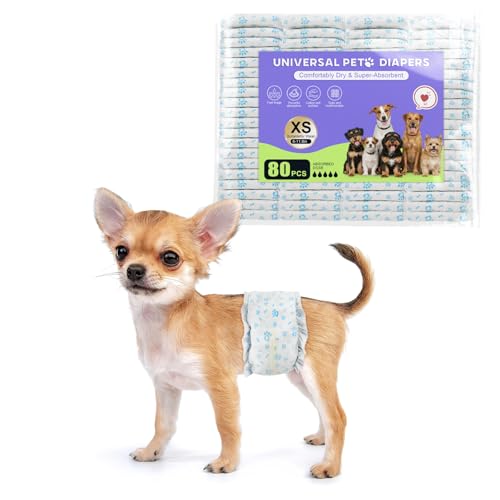 Image of Dog Diapers Male 80 Count Belly Bands for Male Dogs XS, Male Dog Diapers Disposable with Wetness Indicator Adjustable Male Dog Wraps Super Absorbent Leak-Proof for Incontinence Marking - Blue