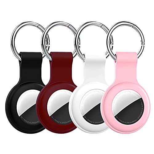Compatible with AirTag Case Keychain Air Tag Case Holder Silicone AirTags Key Ring Cases Air Tags Key Chain Compatible with Apple AirTag GPS Item Finders Accessories 4 Pack