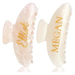 Personalized Gold Name Engraved Hair Clips for Women and Girls