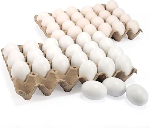 image for JOYIN 12 PCS Unpainted White Wooden Fake Easter Eggs for Egg Hunt, Pai