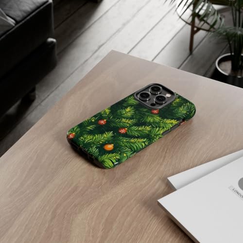 Coque iPhone 14 Pro verte de Noël rigide et brillante