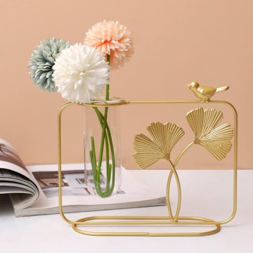 Image of CraftVatika Flower Vase Decorative Items for Home, Gift Items for Home Decor,Propagation Station Test Tube Flower Vase with Metal Frame Test Tube Glass Item Bedroom Office Living Room Decoration