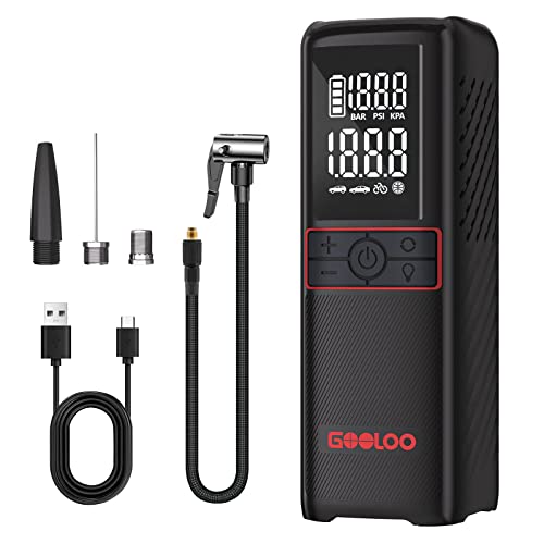 GOOLOO GT160 Tire Inflator Portable Air Compressor, 160PSI Portable Tire Inflator for Car, 7500mAh Cordless Air Pump with Digital Pressure Suitable for Cars, Bikes, Balls, Motorcycles
